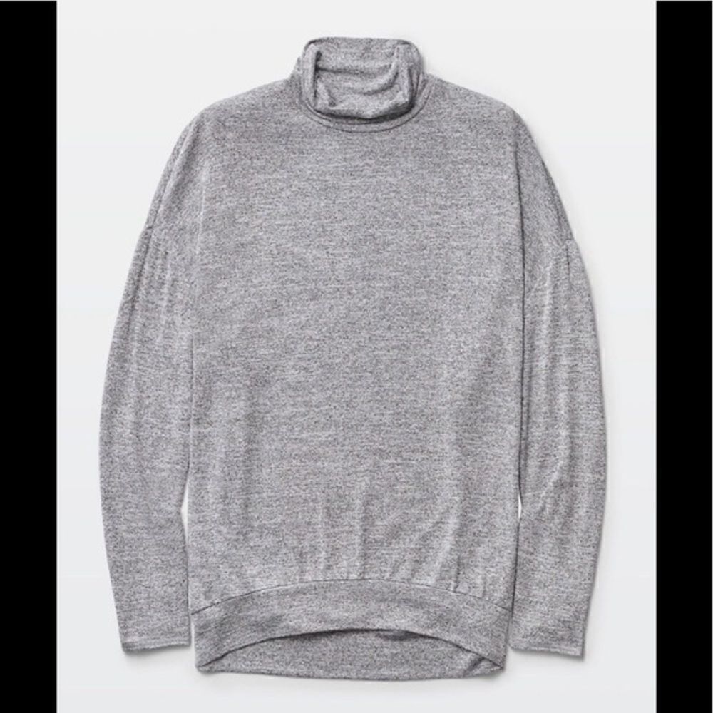 Aritzia Wilfred Free Martha Mock Neck Sleeve Sweater in Gray Sz Small